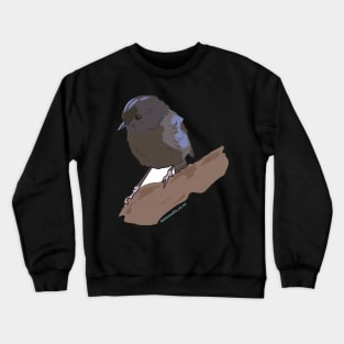 Hand Drawn New Zealand Black Robin Bird Crewneck Sweatshirt